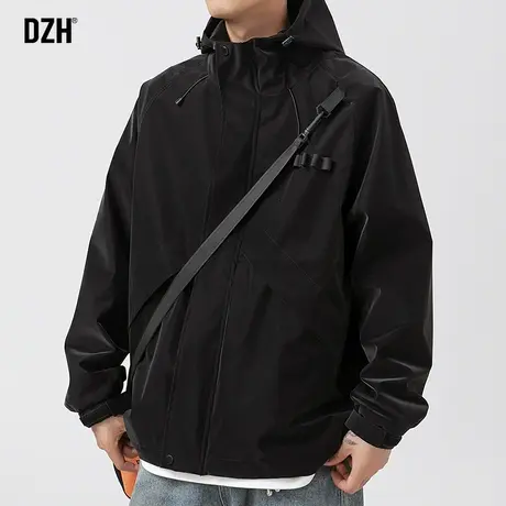 男士黑色工装机能外套男秋季潮流百搭2024新款防风冲锋衣男款夹克图片