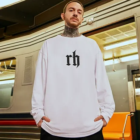 潮牌小众设计感打底衫 国潮内搭宽松美式简约纯棉长袖t恤大码男装商品大图