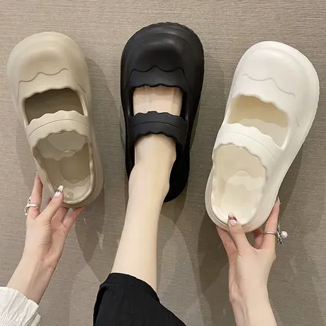 新款包头拖鞋女夏季时尚外穿踩屎感eva防滑厚底玛丽珍沙滩凉拖鞋商品大图