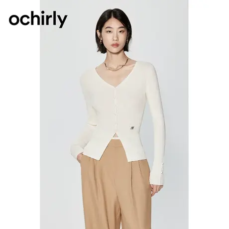 【品牌甄选】欧时力可水洗100%超细美丽诺羊毛软糯V领毛衣23秋图片