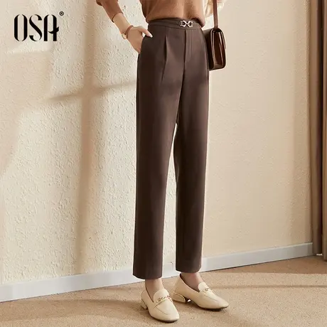 OSA欧莎高腰OL职业星空呢西装裤女秋冬2023年新款休闲直筒烟管裤图片