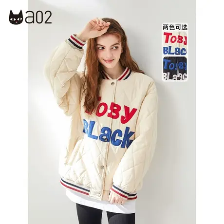 a02棉服女冬季新品潮酷街头风加绒保暖宽松棉服经典菱格棉衣图片