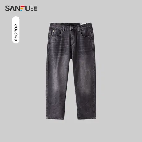 三福2024春季男士休闲锥形牛仔裤 时尚户外合身直腰长裤483039商品大图