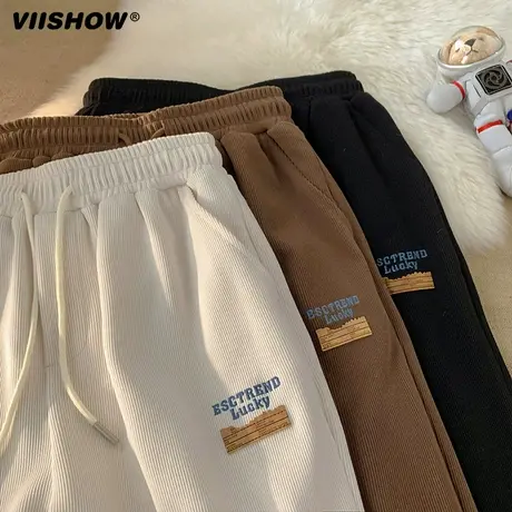 VIISHOW卫裤男春季高级感痞帅灯芯绒裤子春款宽松垂感直筒休闲裤商品大图