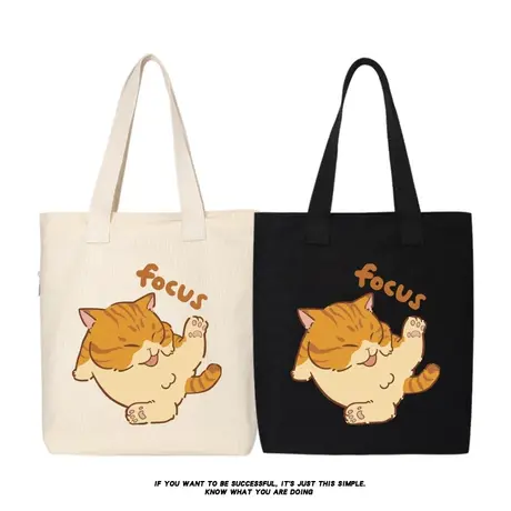 大橘猫咪舔蛋可爱恶搞猫帆布包单肩斜挎手提包购物袋托特包大容量商品大图