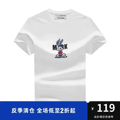 马克华菲像素风萌兔字母印花短袖T恤男青春时尚潮流休闲商品大图