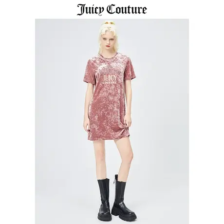 Juicy Couture橘滋美式夏季新品雪花绒皇冠轻奢宽松直筒连衣裙女图片