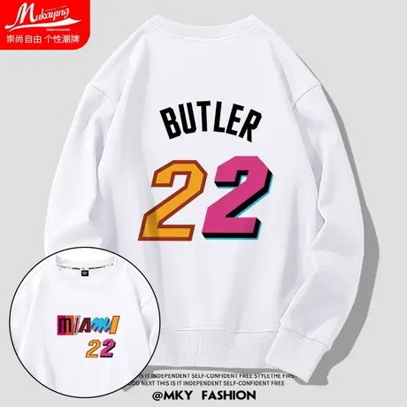 吉米巴特勒联名同款圆领卫衣秋季篮球运动健身潮流休闲宽松长袖衫图片
