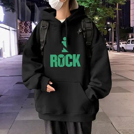 复古潮流宽松情侣休闲连帽卫衣男秋冬季ins套头嘻哈上衣潮牌外套商品大图