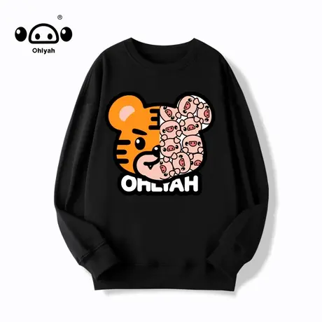 Ohlyah原创潮牌纯棉圆领长袖卫衣宽松中长款男女同款运动班服定制商品大图