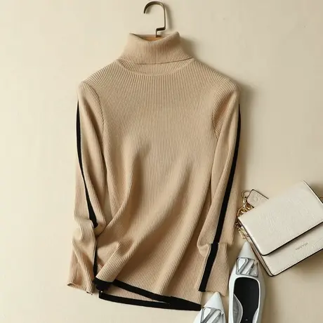 高领打底衫女2022秋冬新款韩版女装修身内搭套头针织衫女长袖上衣商品大图