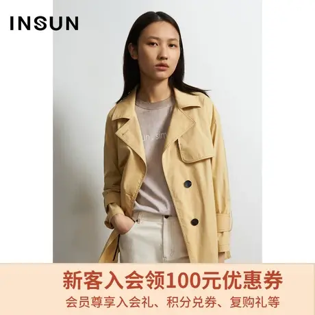 恩裳春秋季轻商务优雅时尚流行单排扣立体气质短款风衣女士商品大图