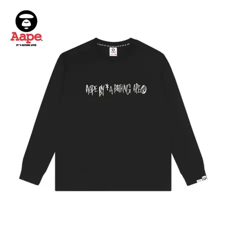 Aape旗舰店男装秋冬猿颜唱片字母印花潮流长袖T恤0821XXH商品大图