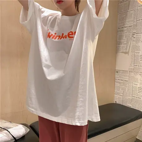 ins超火短袖t恤女宽松潮韩版网红夏装半袖2021年新款oversize上衣图片