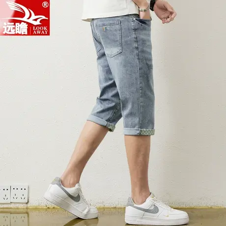 夏季薄款牛仔短裤男士五分中裤宽松直筒2023新款潮牌休闲七分裤子商品大图