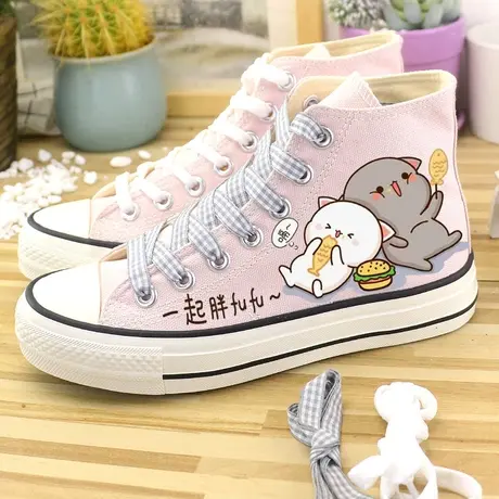 高帮鞋帆布鞋子女鞋2023秋冬学生板鞋韩版百搭球鞋运动鞋透气薄款商品大图