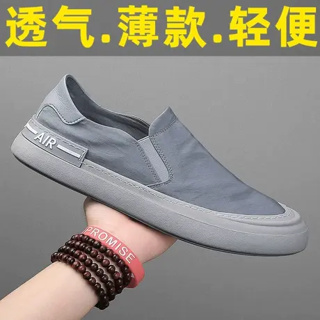 老北京布鞋男2025新款防滑懒人一脚蹬开车帆布工作休闲平板鞋夏季图片