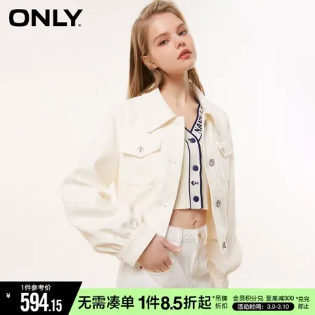 ONLY春季时尚休闲翻领泡泡袖短款长袖外套女|123136010商品大图