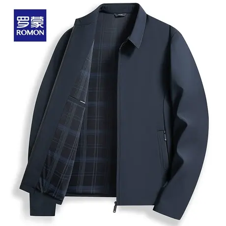 罗蒙中老年爸爸春装翻领夹克2024春秋季新款行政干部休闲宽松外套图片