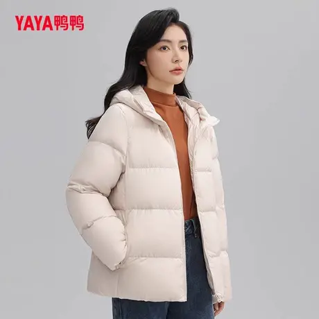 鸭鸭羽绒服女2023年冬季新款短款面包服时尚休闲鸭绒保暖外套图片