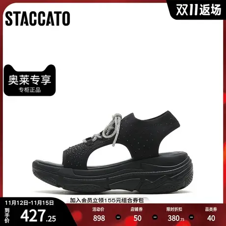 思加图夏季新款休闲运动凉鞋厚底增高机甲凉鞋透气女凉鞋S6422BL2图片