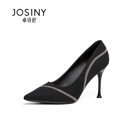 卓诗尼2023秋季新款纯色黑色高跟鞋网红性感御姐气质单鞋女细跟鞋图片