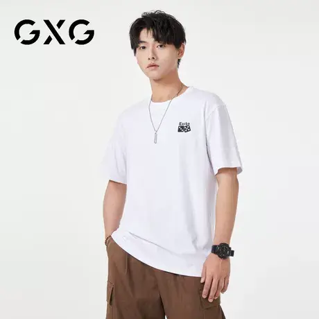 【新品】GXG男装 【幸运骰子】23夏季简约印花宽松圆领纯棉T恤商品大图