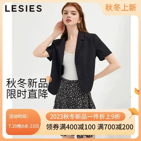蓝色倾情秋冬季新款女黑色短袖薄款气质OL轻职风小西装秋外套图片