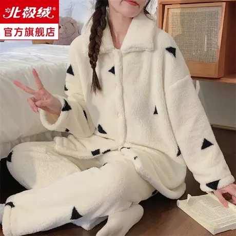 睡衣女冬季珊瑚绒2023新款加厚加绒秋冬款长袖法兰绒家居服套装商品大图