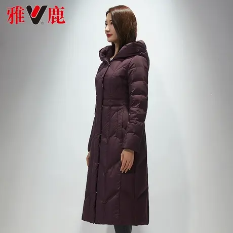 雅鹿连帽加厚羽绒服女中长款品牌保暖白鸭绒宽松外套2022冬季新款商品大图