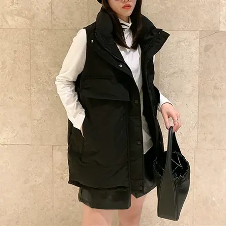 羽绒棉马甲女外穿加厚马夹2023秋冬新款百搭韩版宽松坎肩背心外套商品大图