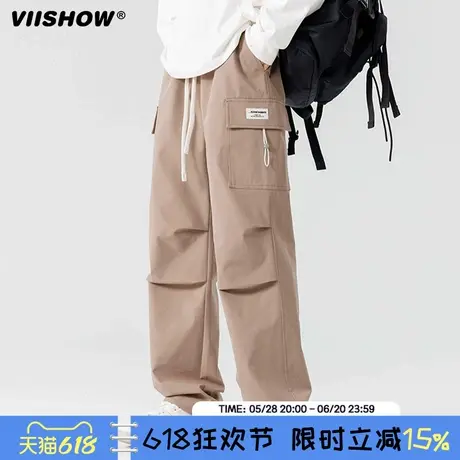 VIISHOW2024新款直筒工装裤男士春秋季潮流宽松高街运动休闲裤子商品大图