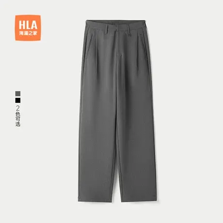 HLA/海澜之家黑色时尚休闲裤25春夏新直筒梭织职场风通勤裤子女装商品大图