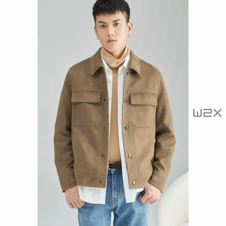 w2x春秋季麂皮绒短款翻领夹克外套男休闲百搭工装行政上衣秋装潮商品大图