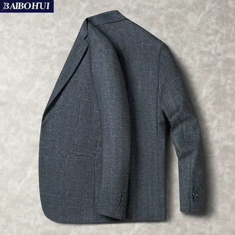 格子西装外套男士春秋季新款修身休闲商务中年人百搭单西服上衣男商品大图