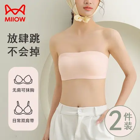 猫人抹胸内衣女士无肩带防滑聚拢文胸罩夏季薄款无痕隐形美背裹胸商品大图