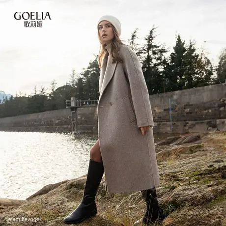 歌莉娅羊毛大衣女冬季新款高级感英伦风双面呢外套1CCC6E0S0图片