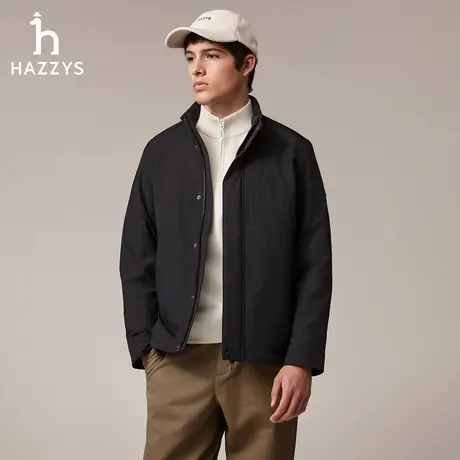 【秋季甄选】Hazzys哈吉斯男士经典时尚立领棉服通勤保暖外套上衣图片
