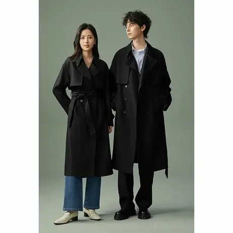 w2x春秋季战壕风衣女中长款2024新款高级感德式翻领英伦外套商品大图
