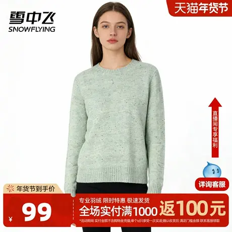 雪中飞25年秋冬新款【点子纱软糯羊毛】圆领休闲温暖女式羊毛衫W图片