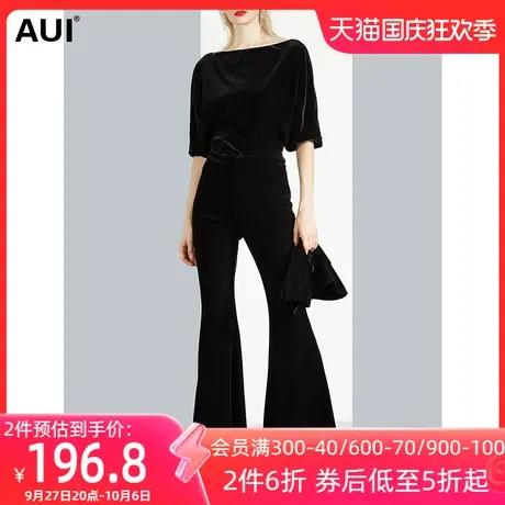 欧洲站休闲气质高腰垂坠感裤子女秋冬2023新款时尚显瘦修身喇叭裤商品大图