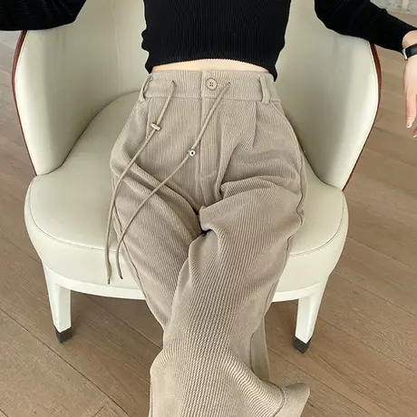 灯芯绒阔腿裤女秋冬高腰显瘦垂感加厚小个子雪尼尔直筒休闲拖地裤商品大图