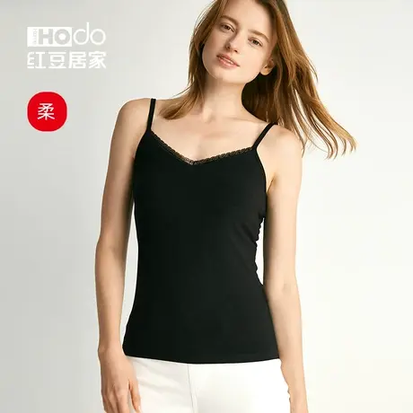 红豆女士吊带背心带胸垫无钢圈免穿文胸内衣修身抽条打底衫薄款商品大图