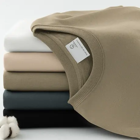 320g重磅男士卫衣2024新款秋冬加绒加厚圆领无帽长袖t恤潮流百搭商品大图