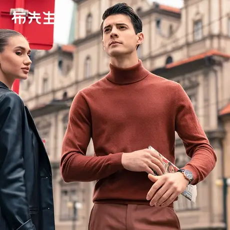 MrBu布先生可翻高领贴身穿春新款男士长袖毛衣BT12206商品大图
