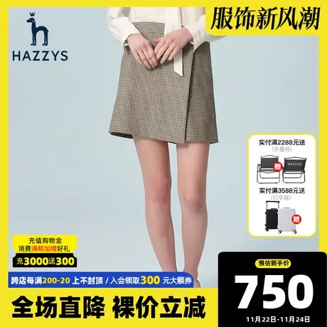 Hazzys哈吉斯2022新款格子小个子女士短裤韩版夏季潮流休闲裤女商品大图