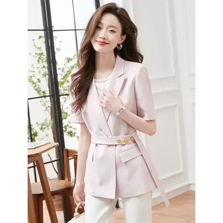 时尚气质短袖西装外套2023年夏季新款淑女温柔宽松显瘦上班族上衣商品大图