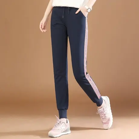 韩潮袭人松紧腰拼接休闲运动裤女2023秋季新款宽松显瘦束脚卫裤子商品大图