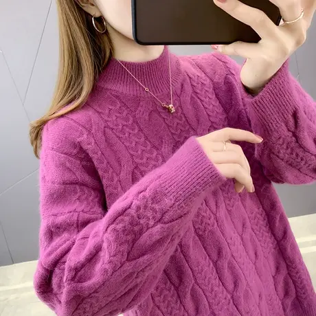 套头麻花毛衣女加厚秋冬装2023年新款韩版宽松针织打底衫外穿洋气商品大图