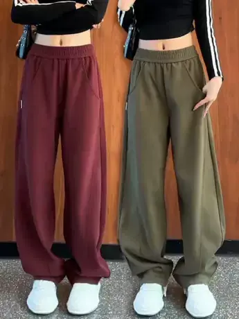 2023秋季新款宽松显瘦直筒拖地长裤子女阔腿休闲裤子ins百搭潮款商品大图